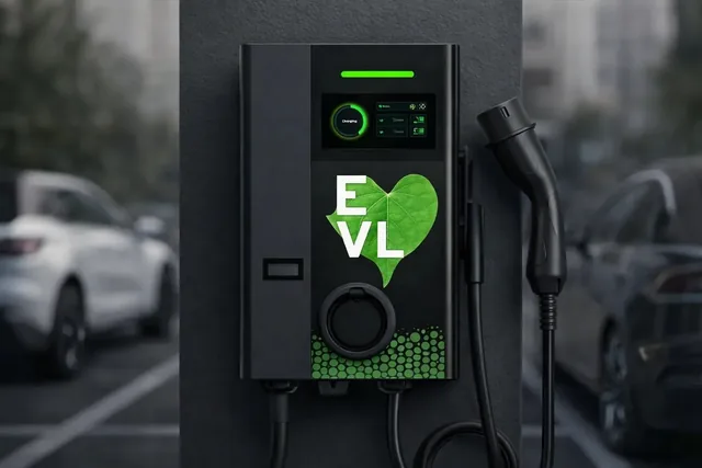 EVL-Wallbox an einer Säule in einem Parkhaus