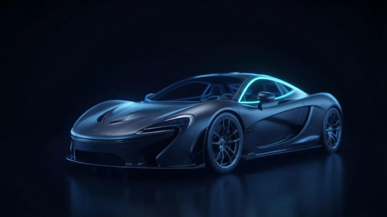 Derselbe Wagen als fotorealistisches Studio-Rendering in Graphit